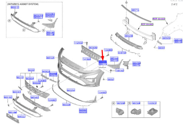 86554J9NA0 - Hyundai Kona MK1 bumper mount front right 88554J9NA0, original part