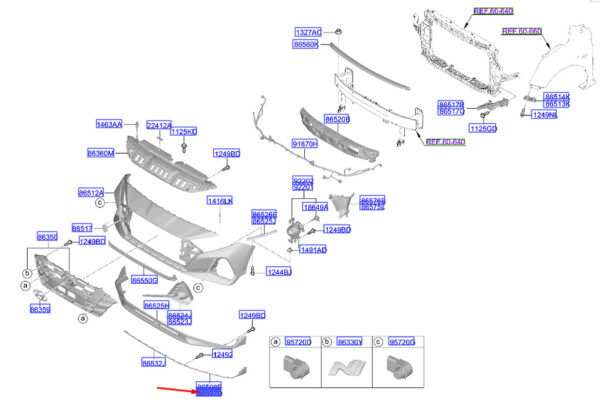 865A1CO000 - Hyundai i20 MK3 front bumper left part 865A1CO000 NEW ORIGINAL