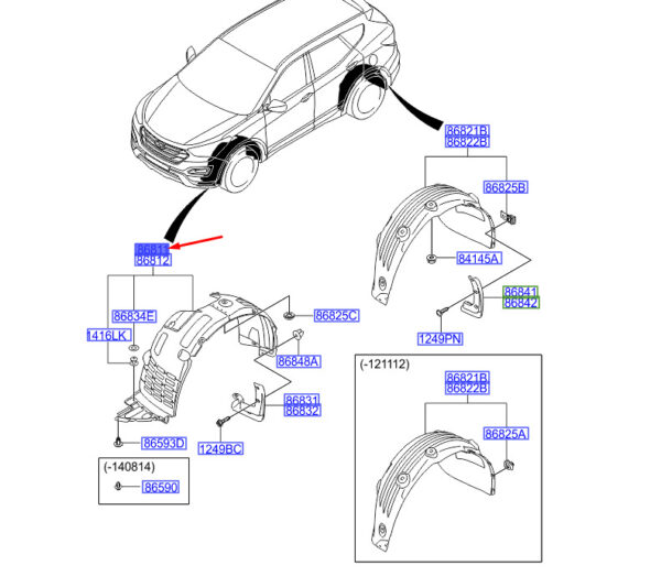 868112W000 - Hyundai Santa FE IIIMK3 DM wheelbase trim front left 868112W000 NEW
