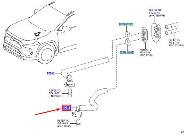 8720942250 - Toyota RAV 4V XA50 heating water supply hose 8720942250, NEW, ORIGINAL