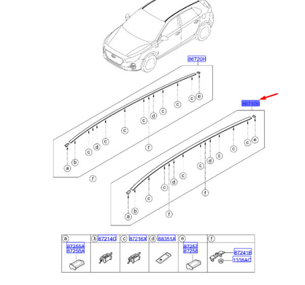 87210G4AA0 - Hyundai i30 MK3 roof strip left 87210G4AA0, original part