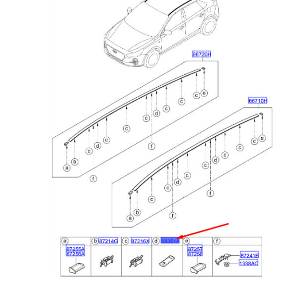 87214A2000 - Hyundai i30 MK3 Roof Molding Cover 87214A2000, Original
