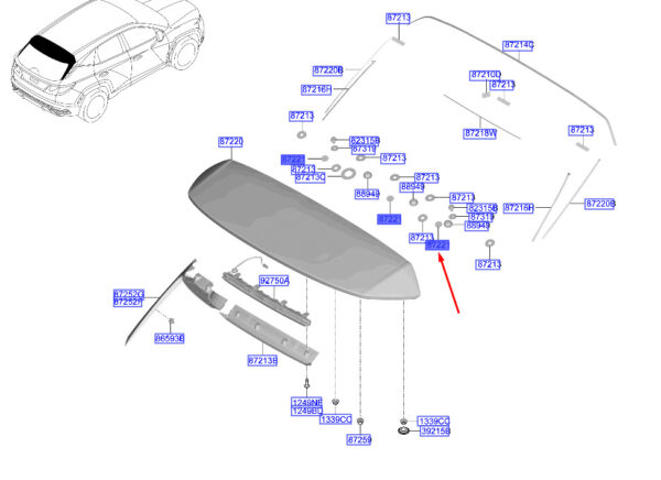 87219J7000 - Hyundai Tucson NX4 MK4 Rear Spoiler Pad 87219J7000, Original