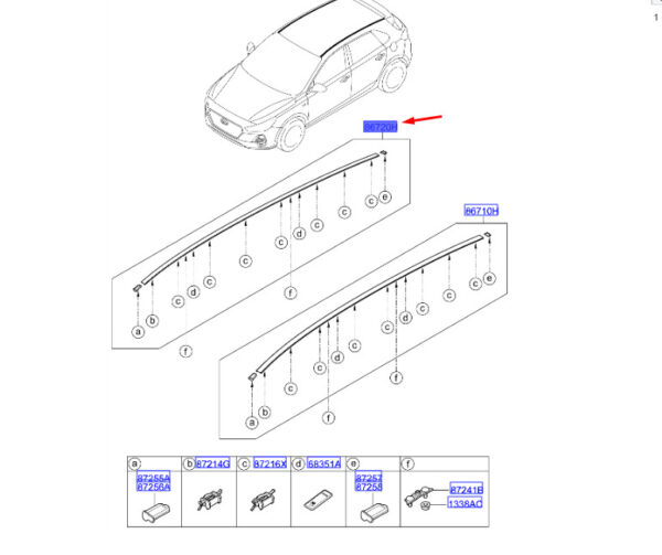 87220G4AA0 - Hyundai i30 MK3 roof strip right 87220G4AA0 NEW ORIGINAL