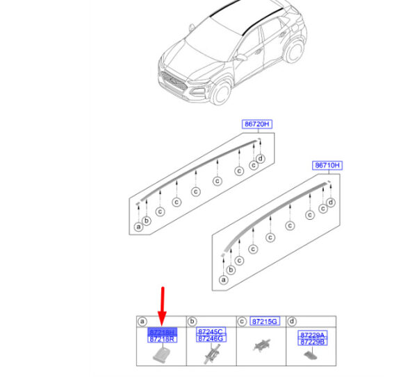 87233J9000 - HYUNDAI KONA MK1 ROOF MOULDING LEFT FRONT END PIECE 87233J9000 NEW GENUINE