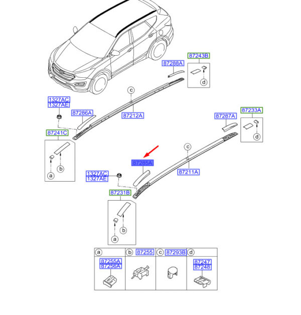 872512W0003F - Hyundai Santa FE MK3 DM roof rack front left cover 872512W0003F NEW