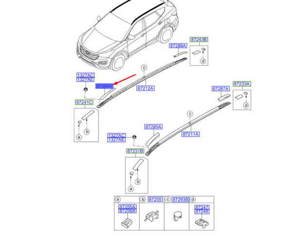 872612W0003F - Hyundai Santa FE MK3 DM roof rack front right cover 872612W0003F NEW