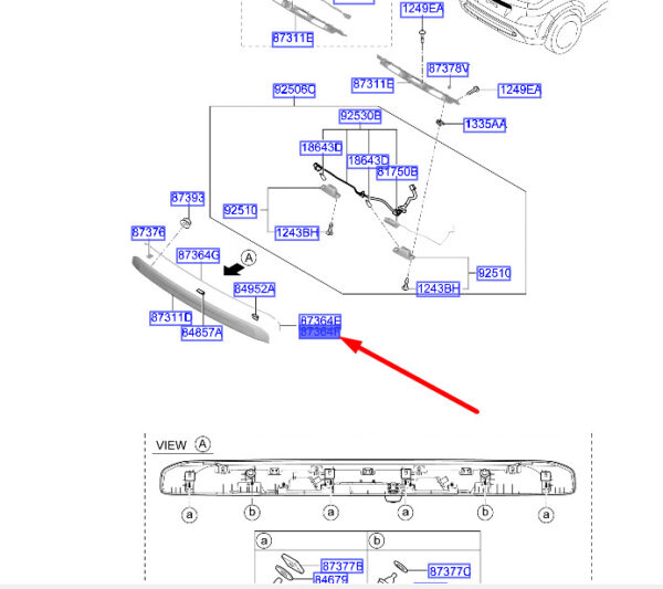 87314J9500 - Hyundai Kona MK1 tailgate molding B 87314J9500, original part