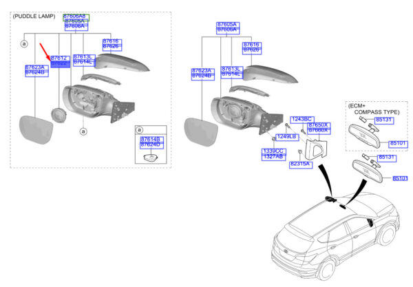 876223F600 - Hyundai Santa Fe MK3 DM servomotor for front right door mirrors 876223F600 part