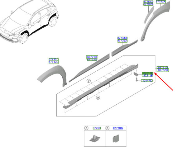 87755DD000 - Hyundai Kona Electric MK1, right rear deflector, 87755DD000, original part
