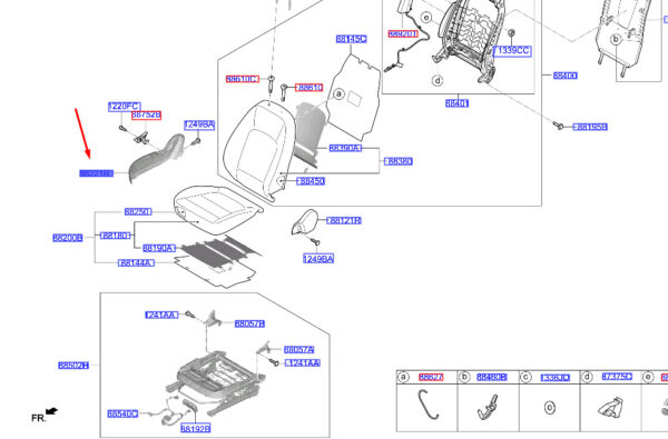 88291J9120TRY - Hyundai Kona MK1 Vordersitz äußere rechte Abschirmung Assy 88291J9120TRY NEU