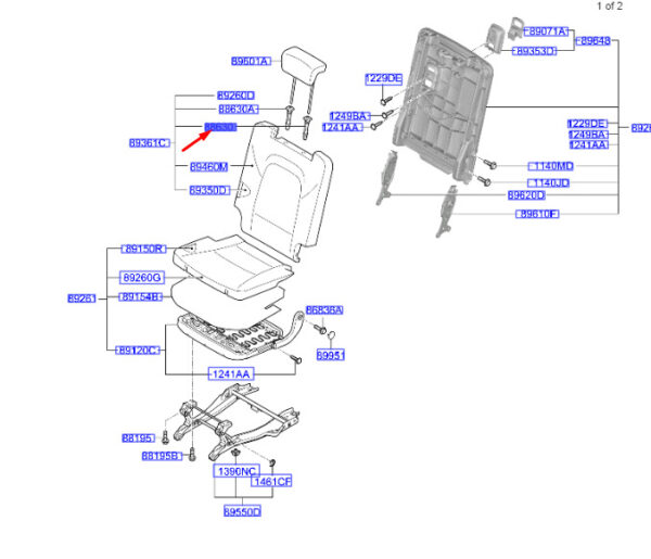 887201R000SNB - Hyundai Santa Fe MK3 DM 3. Seat headrest guide 887201R000SNB NEW ORIGINAL
