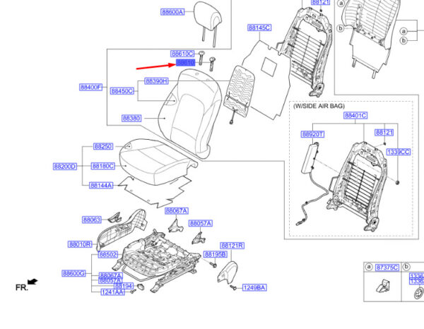 887202W000SNB - Hyundai Santa Fe MK3 Front Seat Headrest Lever Guide 887202W000SNB NEW