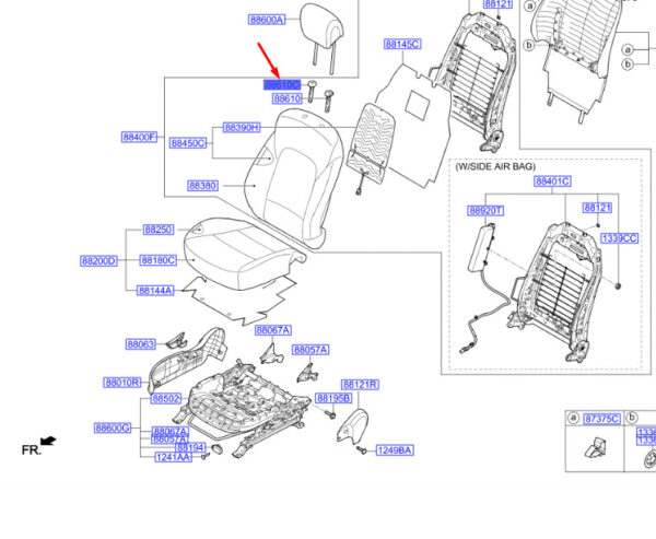 887222W000VYN - Hyundai Santa Fe MK3 Front Seat Headrest Lever Guide 887222W000VYN NEW