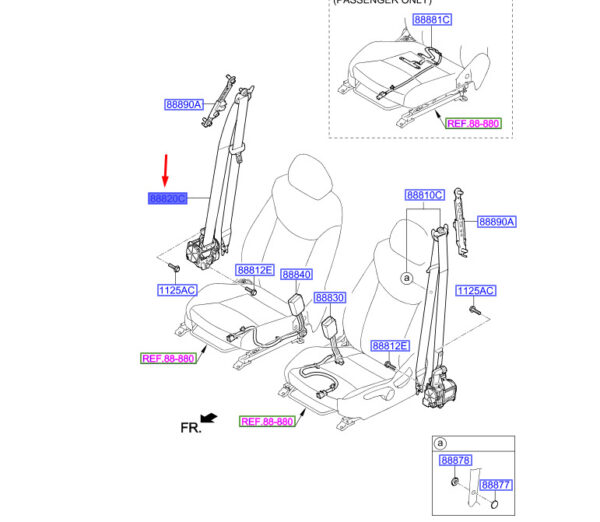 88820G4100TRY - Hyundai i30 MK3 Front Right Seatbelt LHD 88820G4100TRY NEW GENUINE
