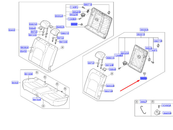 89257G4000 - Hyundai i30 MK3 hinge socket for rear seat back 89257G4000, original part