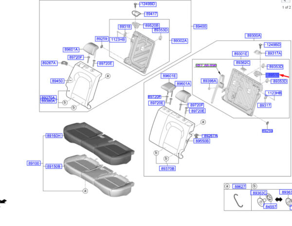 89320J9001TRY - Hyundai Kona MK1 locking rear seat left 89320J9001TRY NEW ORIGINAL