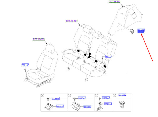 89345K7000NNB - Hyundai i20 MK3 2. Seat Back Left Anti-Noise Cover 89345K7000NNB NEW