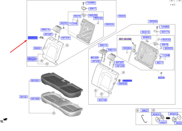 89392J9000TRY - Hyundai Kona MK1 Rear Seat Back Lock Cover 8392J9000TRY NEW ORIGINAL