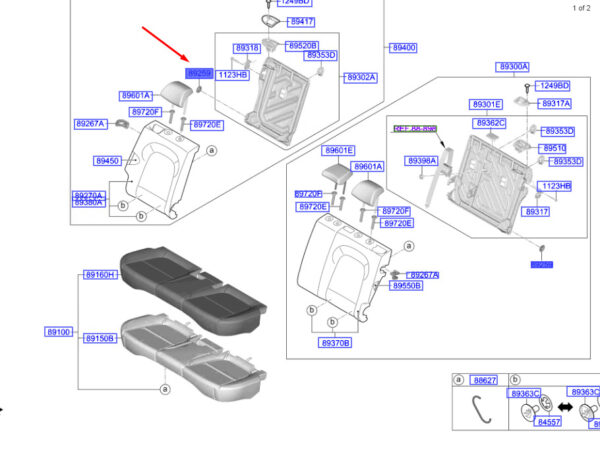89396F2100TRY - Hyundai Kona MK1 2. Seat socket 93396F2100TRY, NEW, ORIGINAL
