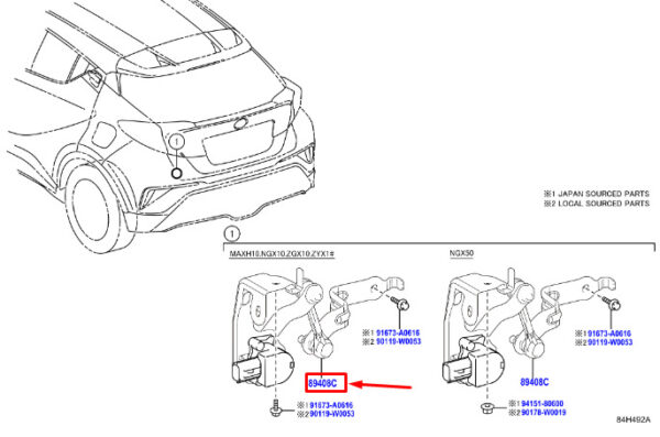 8940847020 - Toyota C-Hr MK1 Rear Left Height Sensor 8940847020 NEW ORIGINAL