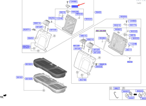 89431J9001TRY - Hyundai Kona MK1 rear seat back right molding 89431J9001TRY NEW ORIGINAL