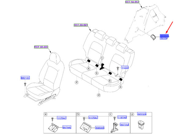 89445K7000NNB - Hyundai i20 MK3 2. Right Seat Back Anti-Noise Cover 89445K7000NNB NEW