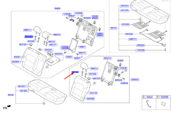 89485G5000WK - Kia Niro MK1 rear seat headrest lever guide 89485G5000WW, NEW, ORIGINAL
