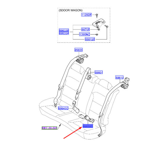 89830G4000TRY - Hyundai i30 MK3 Middle Rear Seat Belt Lock 89830G4000TRY, Original