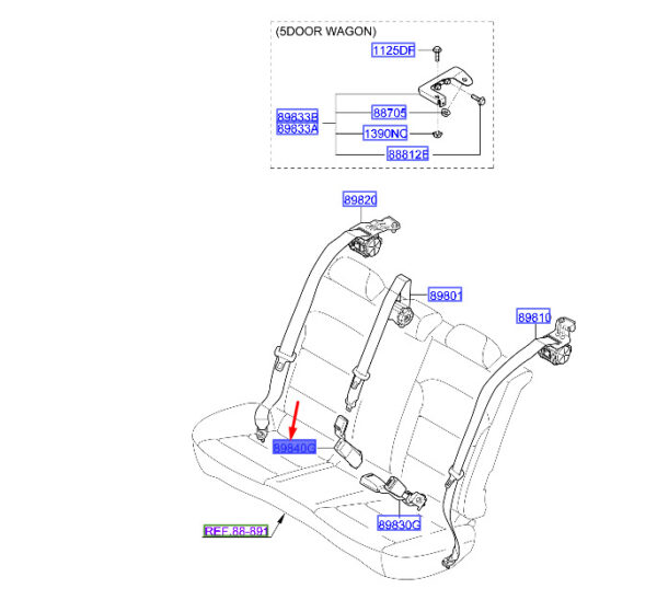 89840G4000TRY - Hyundai i30 MK3 rear seat double seat buckle 89840G4000TRY NEW ORIGINAL