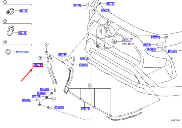 9007515106 - Toyota RAV 4V XA50 Headlight Washing System Hose 9007515106 NEW ORIGINAL