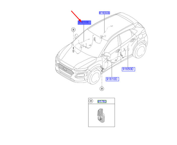 91610J9230 - Hyundai Kona MK1 door wiring front right LHD 91610J9230 NEW ORIGINAL