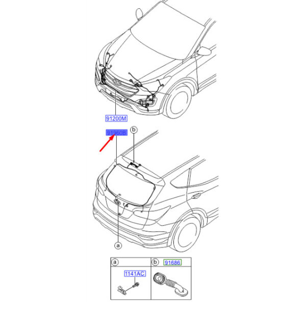 916802W020 - Hyundai Santa Fe MK3 DM Tailgate Trunk Lid Wiring 916802W020 NEW