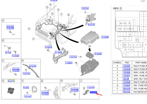 91931J7200 - Hyundai Kona MK1 Main Wiring Mount 91931J7200, Original