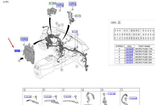 91950N7061 - Hyundai Tucson NX4 MK4 Instrument Panel Connection Box LHD 91950N7061 NEW