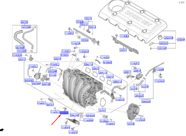 919813K130 - Hyundai Santa Fe MK3 DM intake manifold 1 mount 919813K130 NEW ORIGINAL
