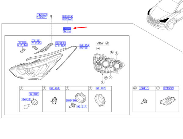 921032W120 - Hyundai Santa Fe MK3 DM Front Left Headlights LHD 921032W120 NEW ORIGINAL