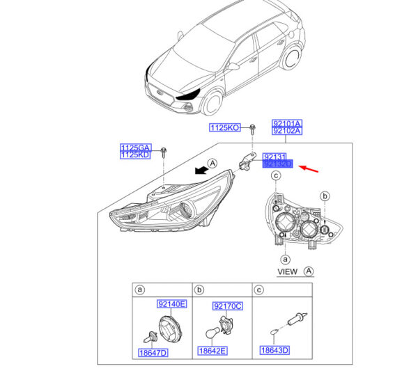 92141G4000 - HYUNDAI i30 MK3 Right Headlight Bracket 92141G4000 NEW GENUINE