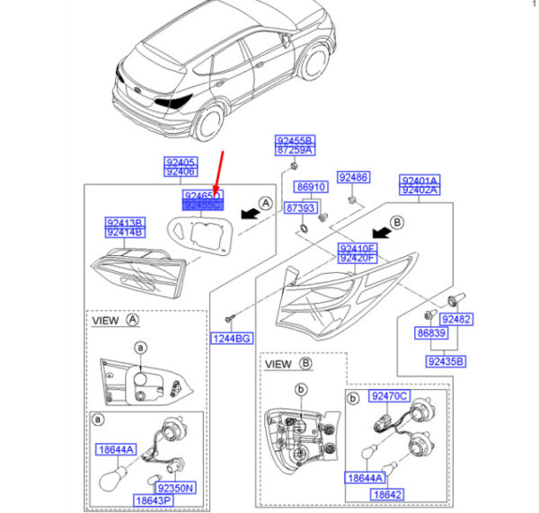 924552W100 - Hyundai Santa Fe MK3 DM gasket cushion for taillight inside left 924552W100