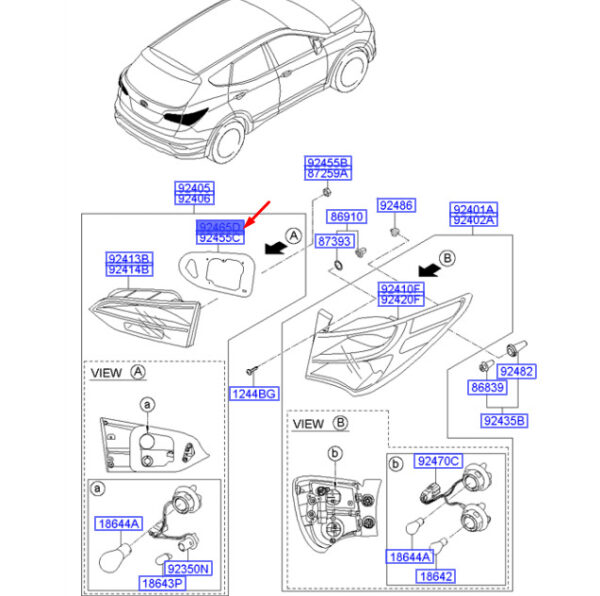 924652W100 - Hyundai Santa Fe MK3 DM sealing cushion for taillight inside right 924652W100 part