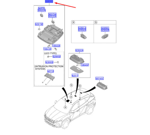 92800N9230NNB - Hyundai Tucson NX4 MK4 Innenraumbeleuchtung für Dachkonsole 92800N9230NNBteil