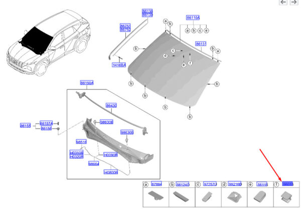 96031G8000 - Hyundai Tucson NX4 MK4 Bracket for Rain Sensor Cover 96031G8000part