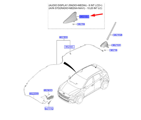 96210CM510MZH - Hyundai Kona MK1 Antenna 96210CM510MZH NEW ORIGINAL