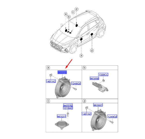 96330Q0000 - Hyundai i20 MK3 Front Door Speakers 96330Q0000 NEW ORIGINAL