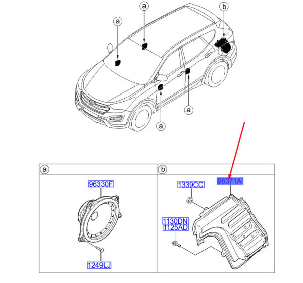 963802W050 - Hyundai Santa Fe MK3 DM Subwoofer Cover 963802W050 NEW ORIGINAL