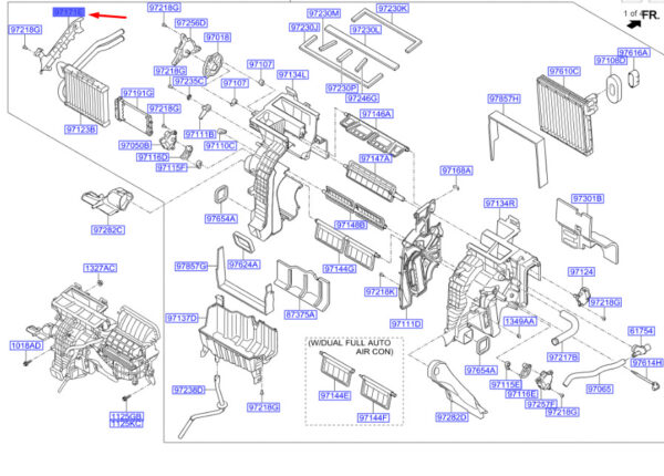 971712W000 - Hyundai Santa Fe MK3 DM heating core cover left handlebar 971712W000, original