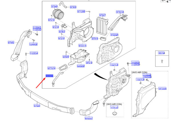 979132W000 - Hyundai Santa FE MK3 DM drain hose for air conditioning rear 979132W000 part