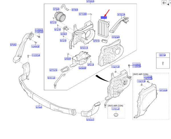 979272W000 - Hyundai Santa Fe MK3 DM Evaporator Core 979272W000 NEW ORIGINAL